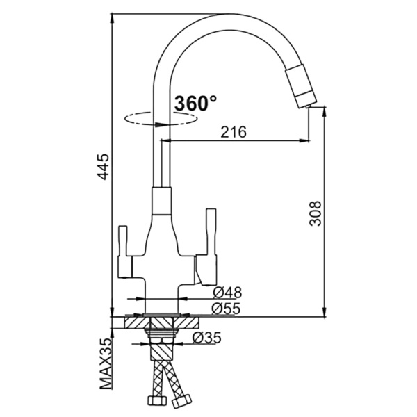 Kombi slavina FRAP F4396-8 